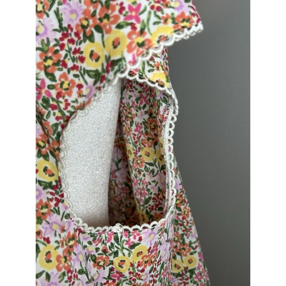 LC Lauren Conrad Blouse Top Multicolor Floral Print BOHO Peasant Keyhole Ties 1X - Picture 3 of 9